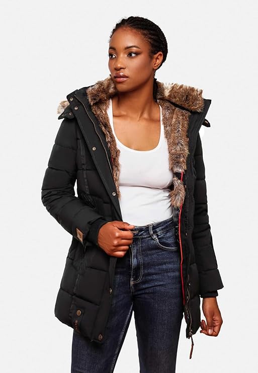 Women's Winter Puffer Jacket with Cozy Faux Fur Hood