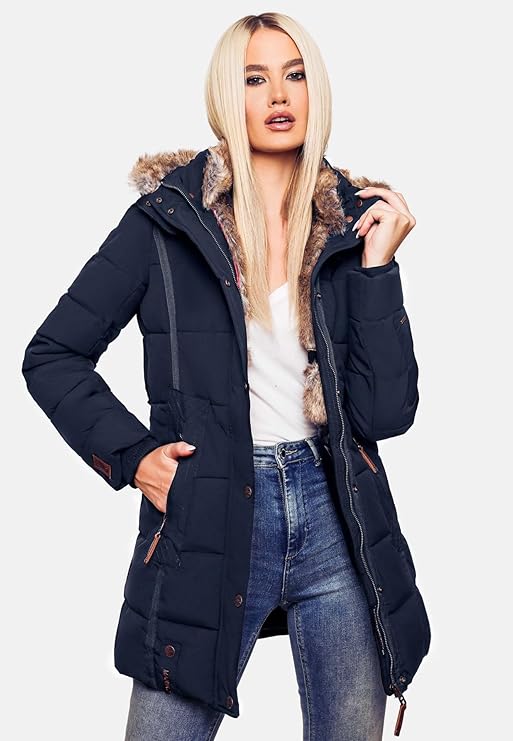 Women's Winter Puffer Jacket with Cozy Faux Fur Hood