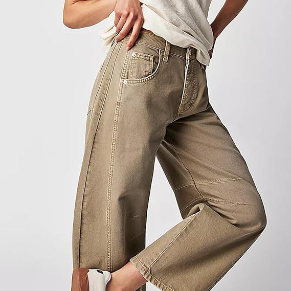 Women's Mid-Waist Wide Leg Denim Jeans