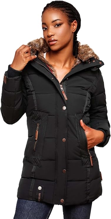 Women's Winter Puffer Jacket with Cozy Faux Fur Hood