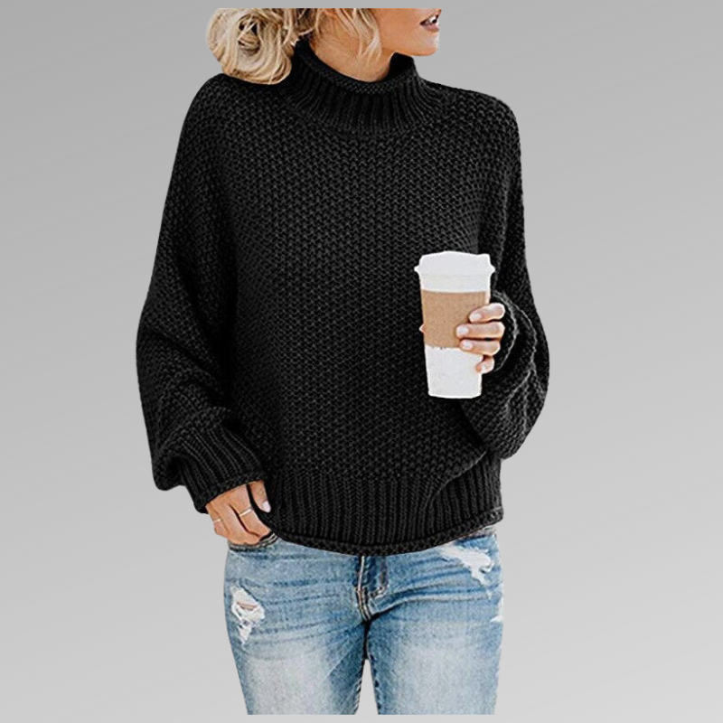 Women's Oversized Cable-Knit Roll Neck Sweater
