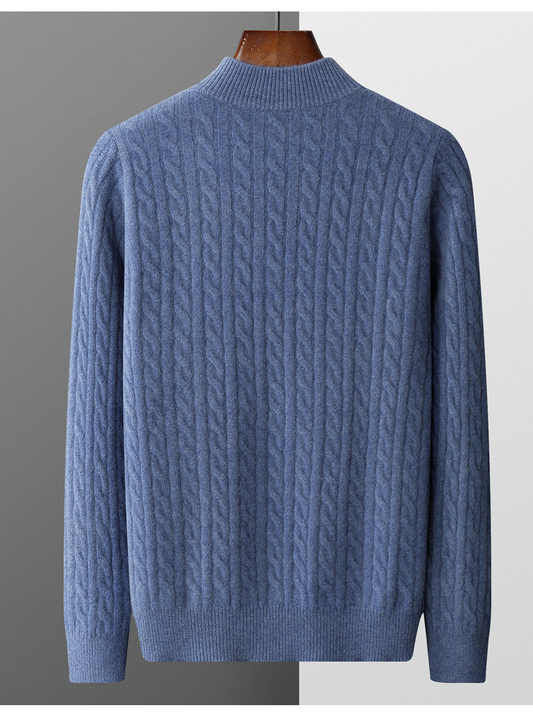 Deneb Cashmere Woven Half-Zip Pullover