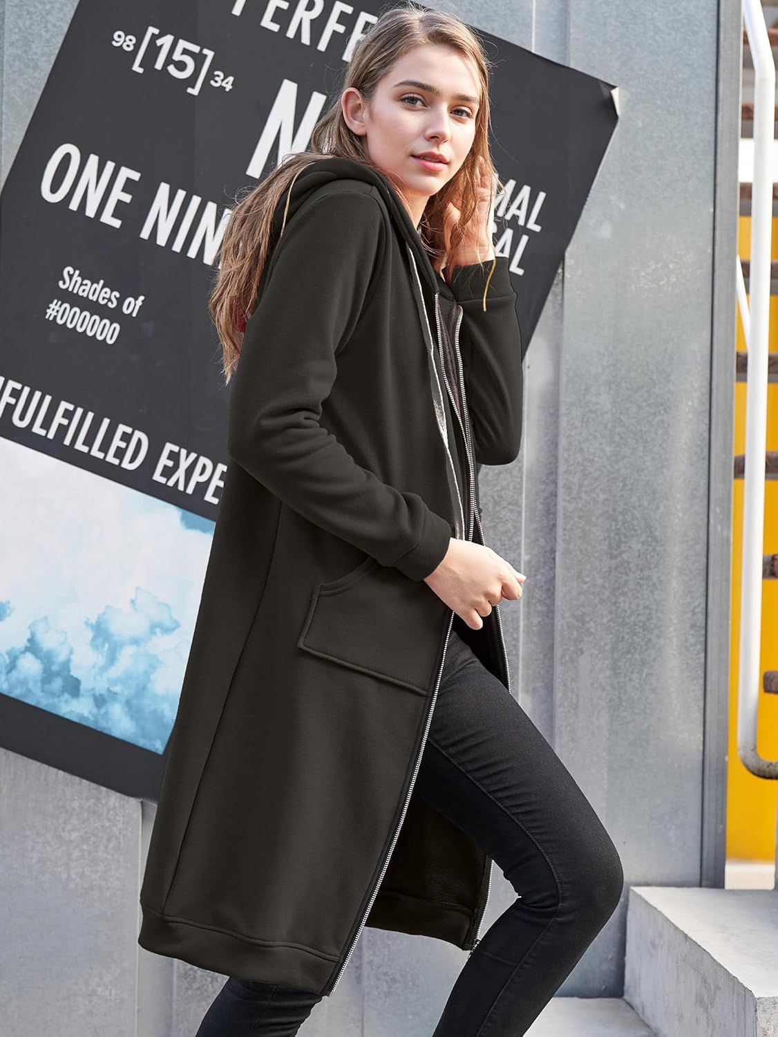 Women's Sporty Midi Hoodie Dress with Zipper Pockets for Ultimate Comfort