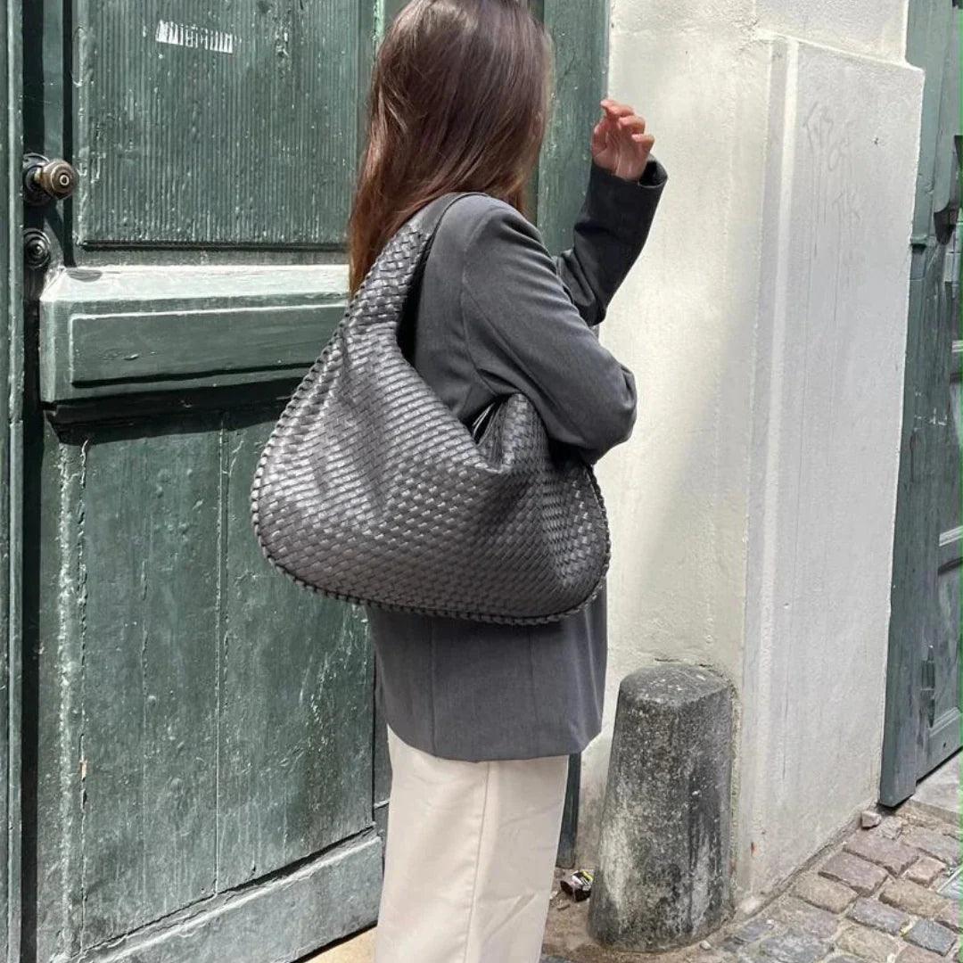 Vegan Leather Woven Handbag