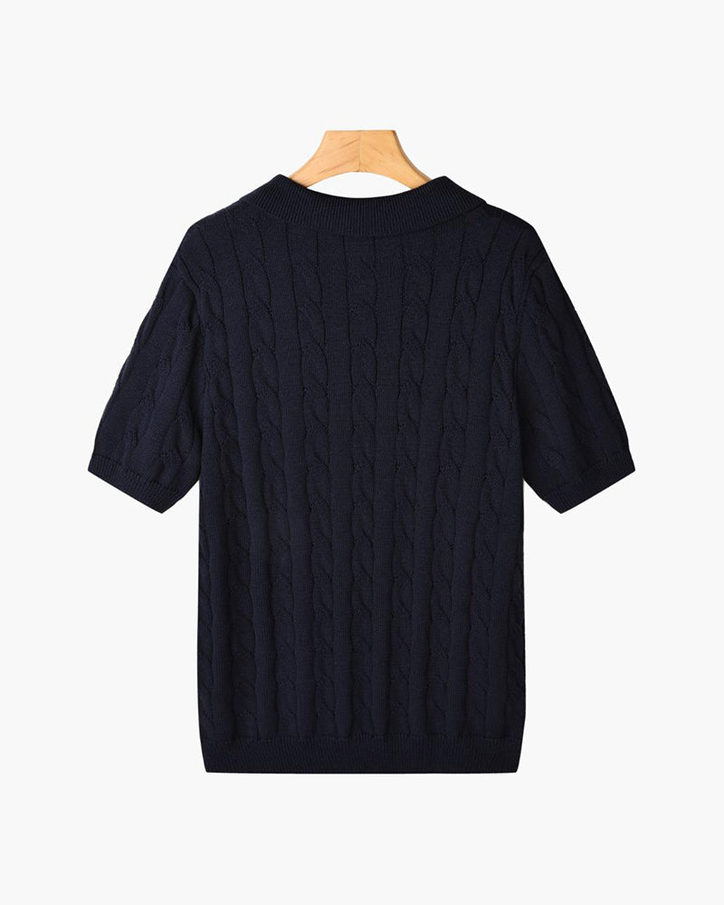 FLORENCE Cable Knit Polo Shirt