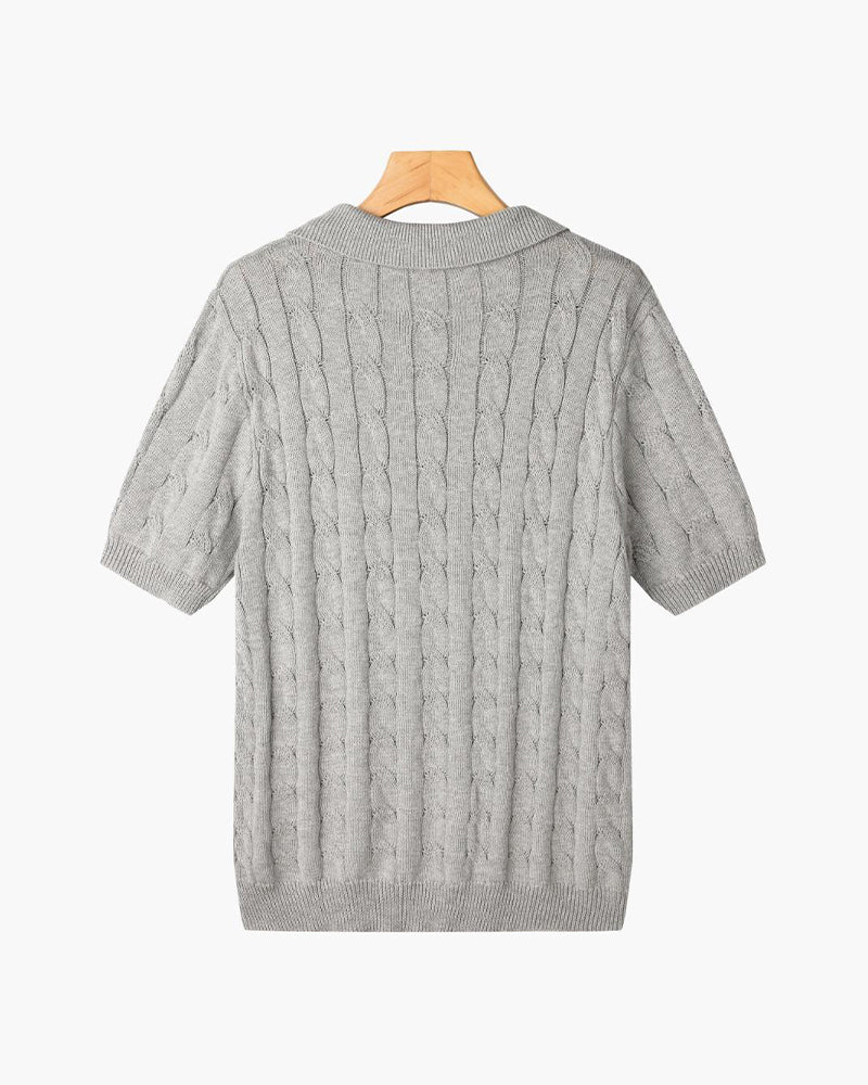 FLORENCE Cable Knit Polo Shirt