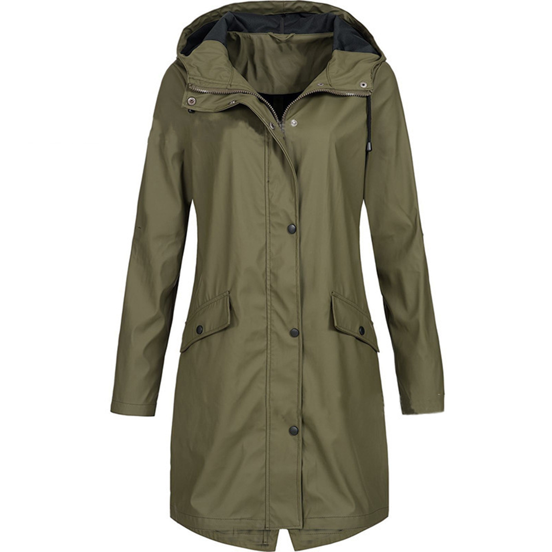 Lightweight Waterproof Rain Jacket for Women with Hood and Pockets