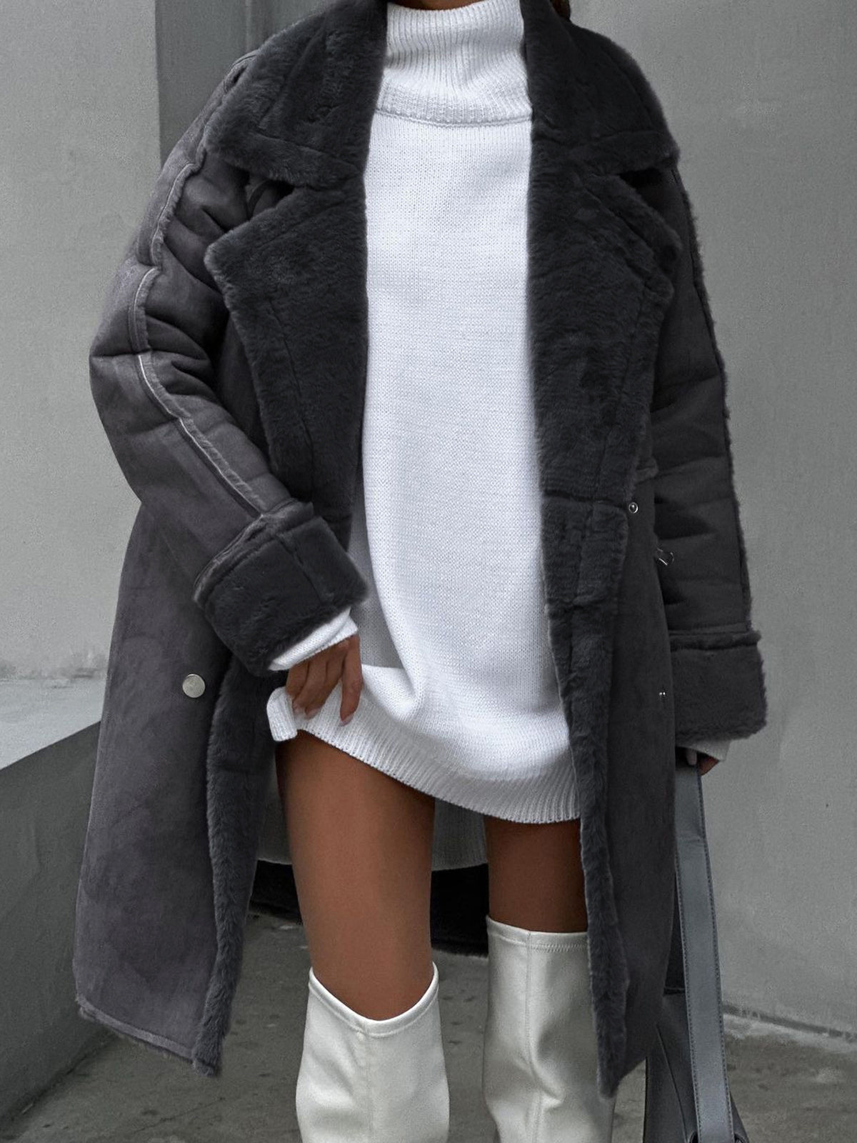 Women's Chic Oversized Lapel Button-Up Winter Coat