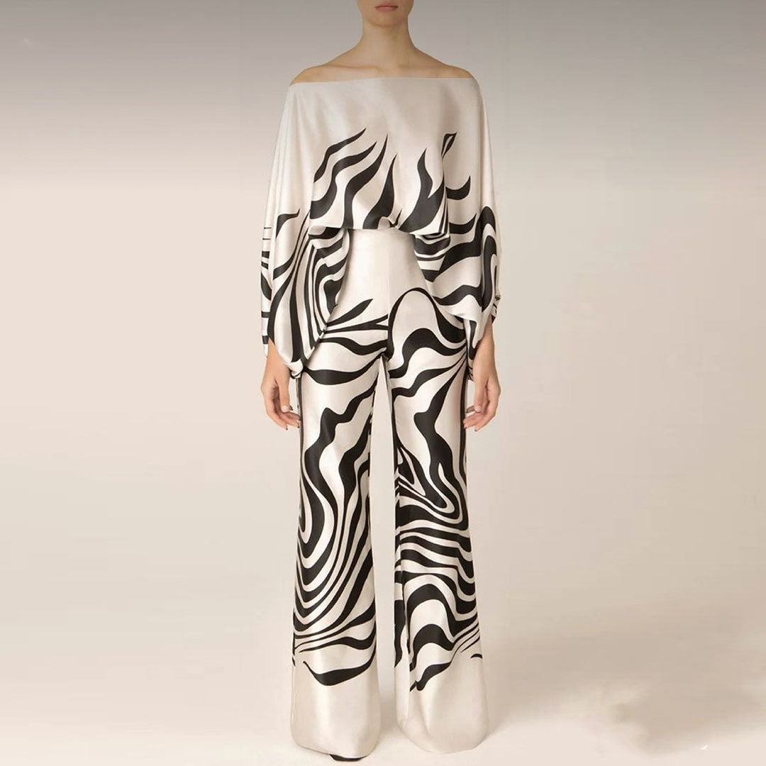 Ise - Stylish Satin Set with Unique Print