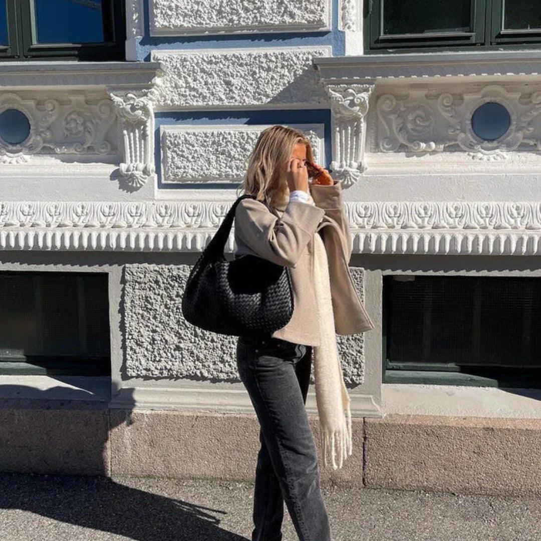 Vegan Leather Woven Handbag
