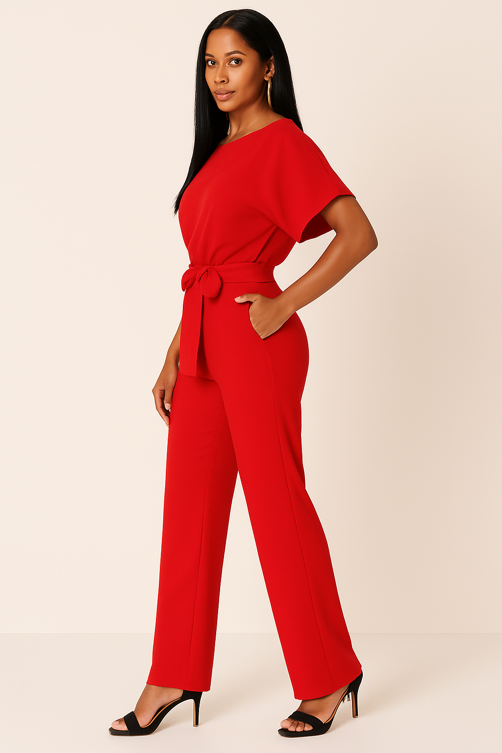 Jinte-Rose - Bow-Detail Jumpsuit