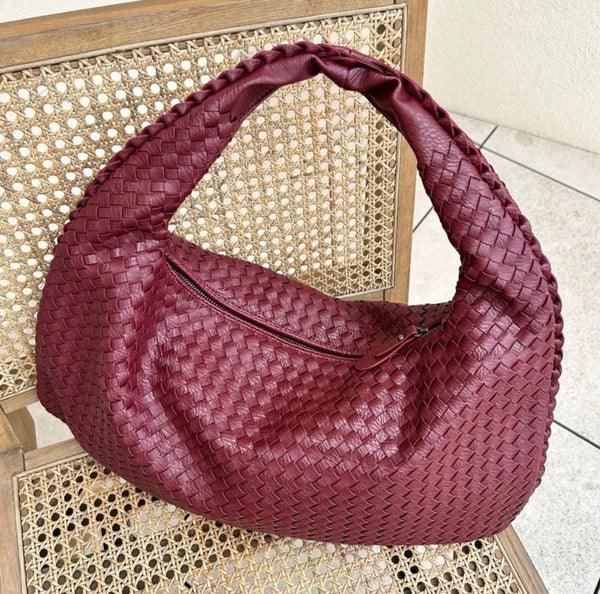Vegan Leather Woven Handbag