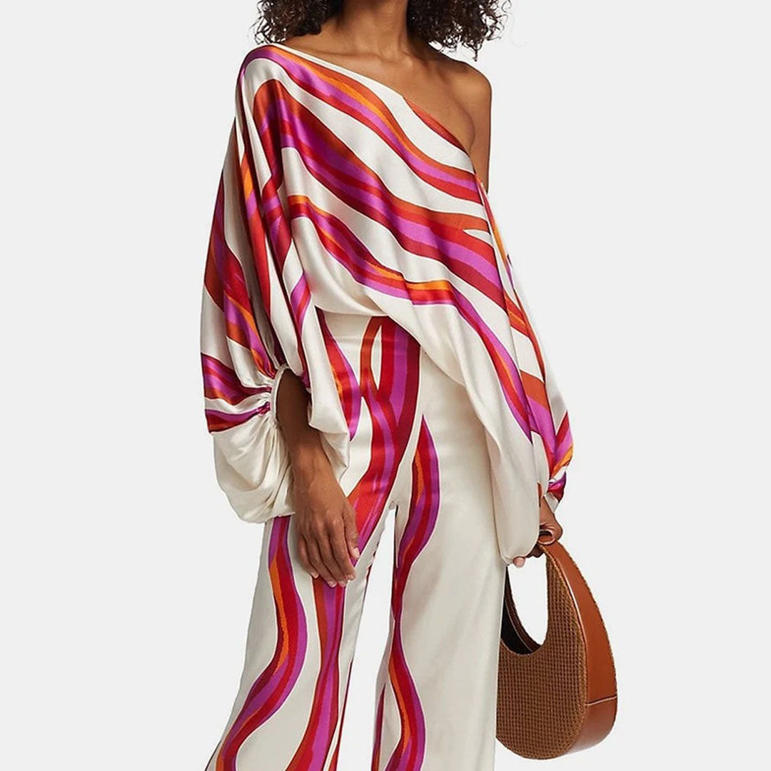 Ise - Stylish Satin Set with Unique Print