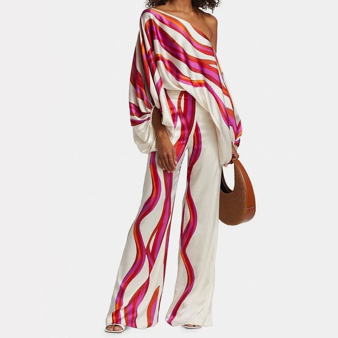Ise - Stylish Satin Set with Unique Print
