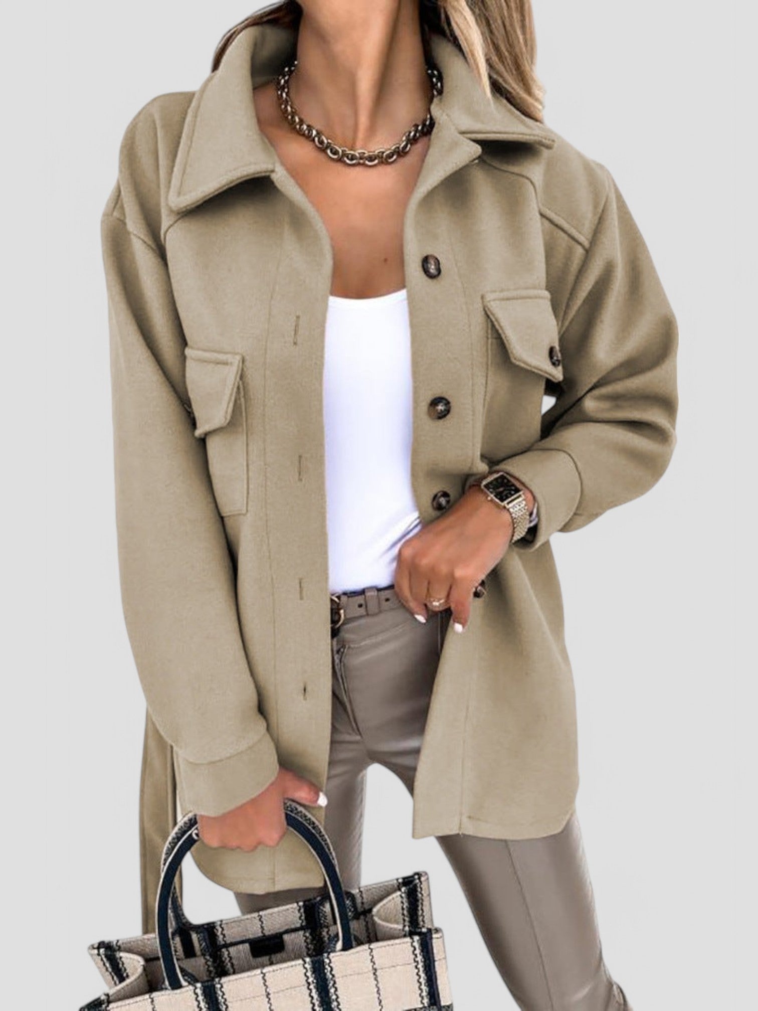 Dena - Stylish Lightweight Women's Jacket with Button Details