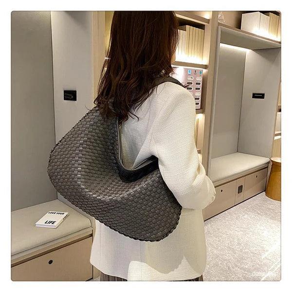 Vegan Leather Woven Handbag