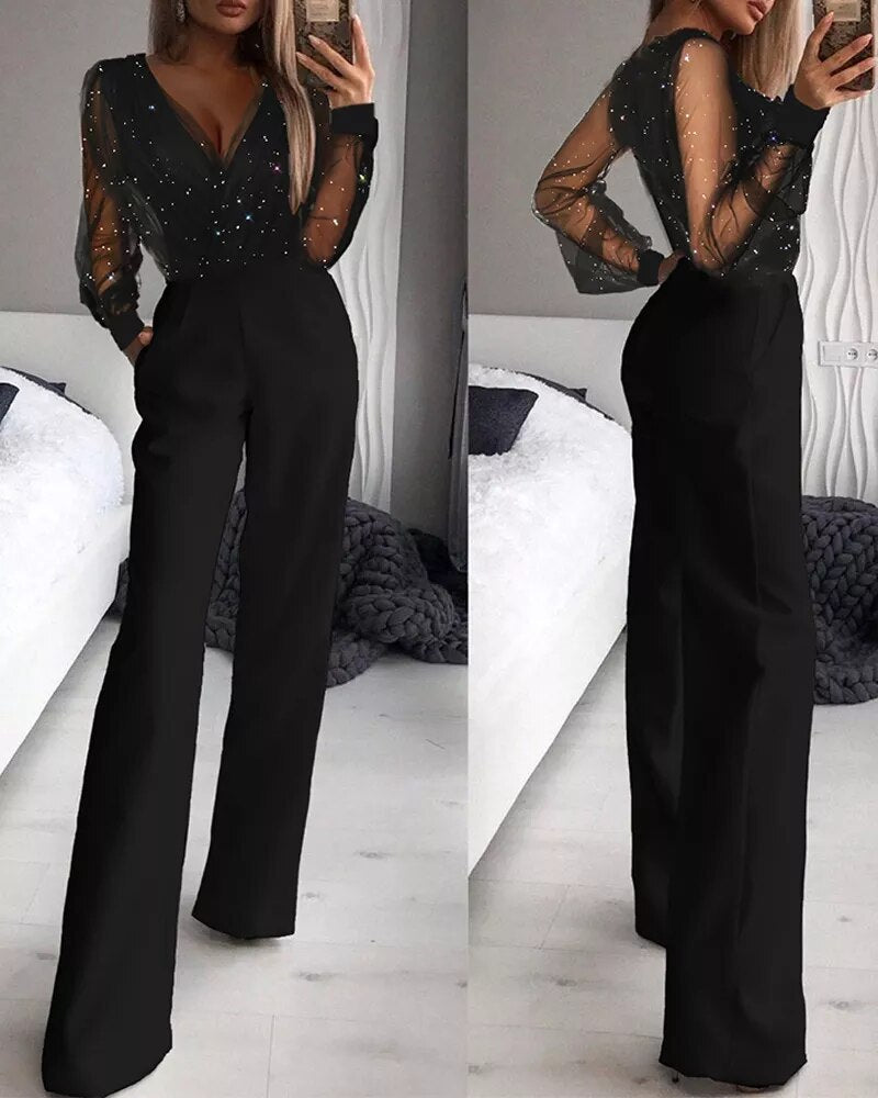Marwa - Chic Jumpsuit with Sparkling Glitter Top