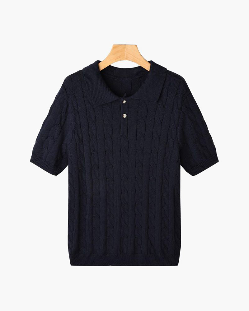 FLORENCE Cable Knit Polo Shirt