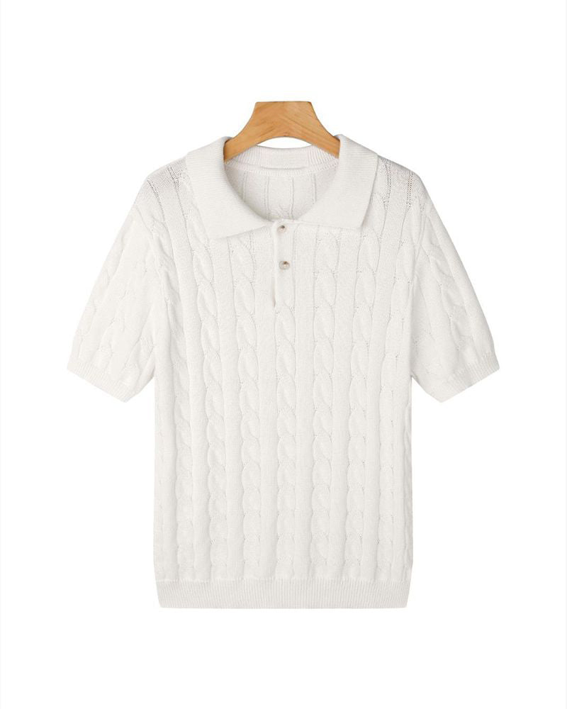 FLORENCE Cable Knit Polo Shirt