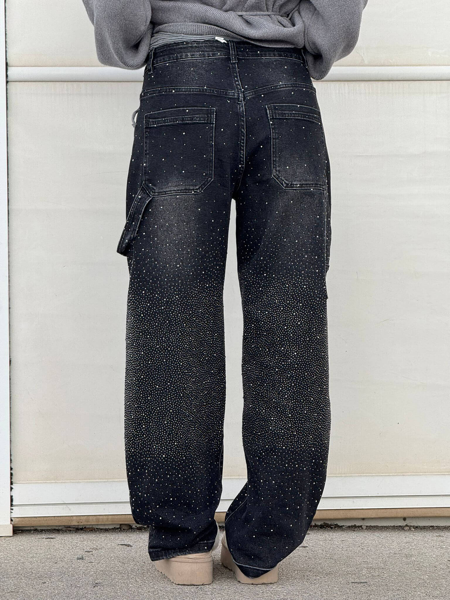 High-Waisted Glitter Baggy Jeans for Women