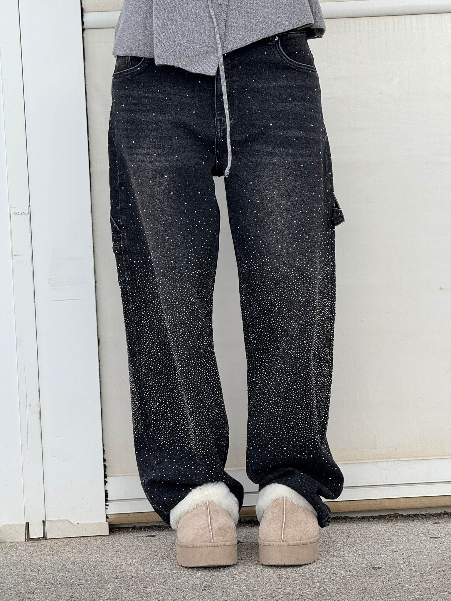 High-Waisted Glitter Baggy Jeans for Women