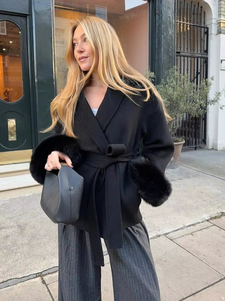 Chic Women's Lace-Up Winter Coat – Elegant Style for Every Size