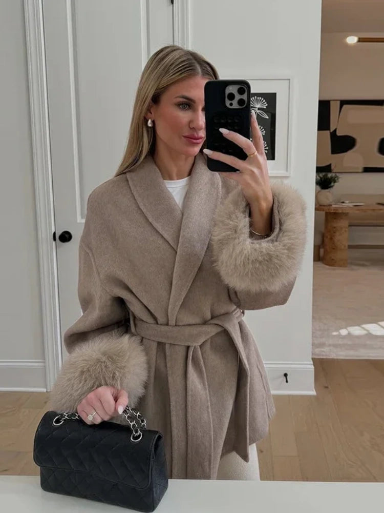 Chic Women's Lace-Up Winter Coat – Elegant Style for Every Size