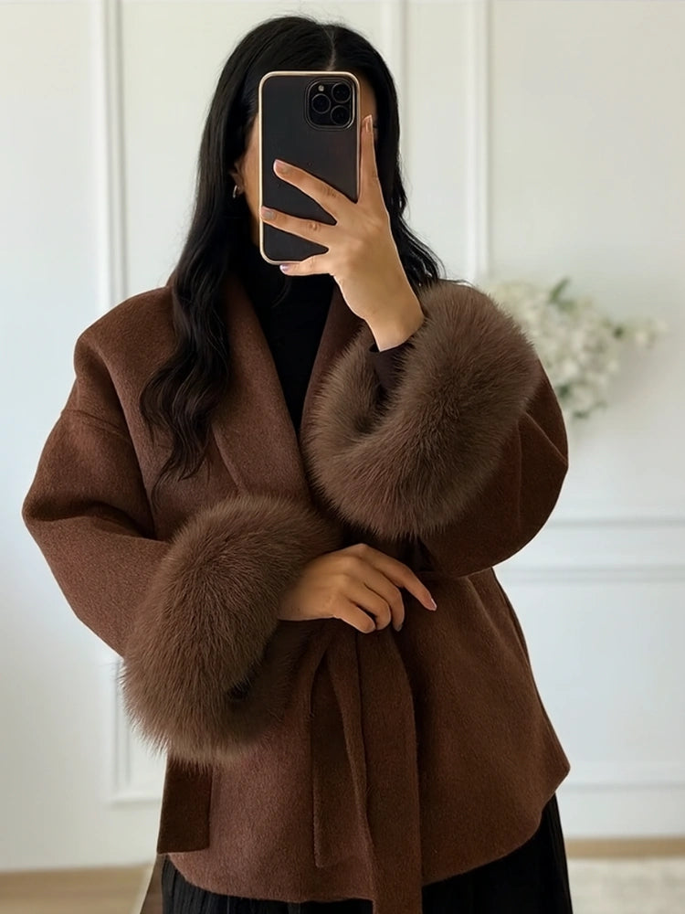 Chic Women's Lace-Up Winter Coat – Elegant Style for Every Size