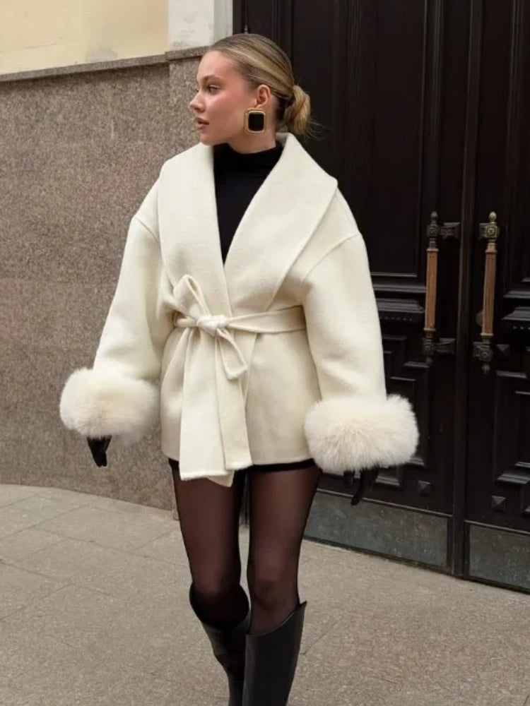 Chic Women's Lace-Up Winter Coat – Elegant Style for Every Size