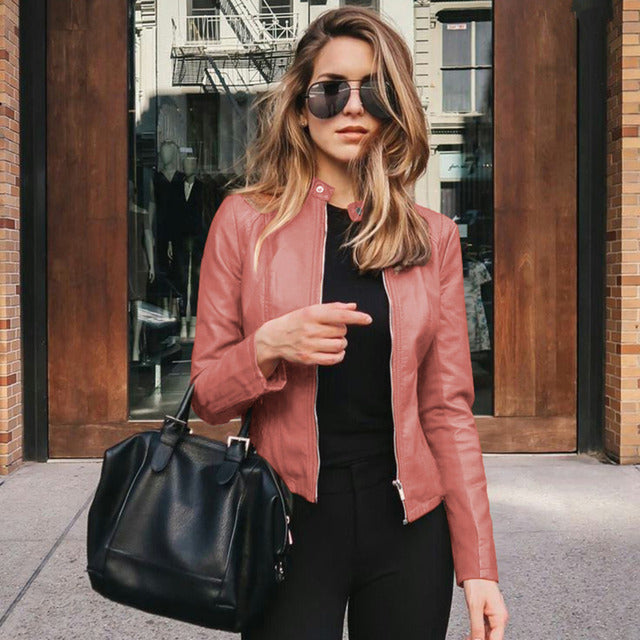 Women's Custom-Fit Leather Jacket with Zipper