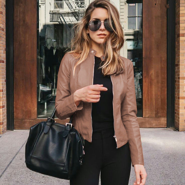 Women's Custom-Fit Leather Jacket with Zipper