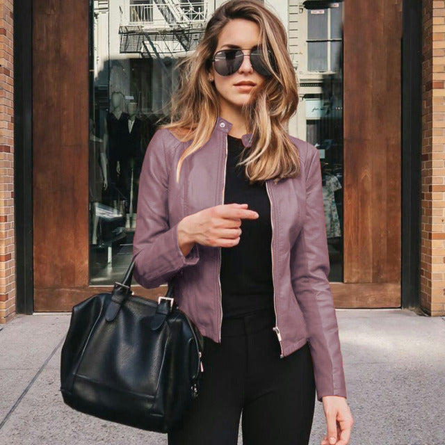 Women's Custom-Fit Leather Jacket with Zipper