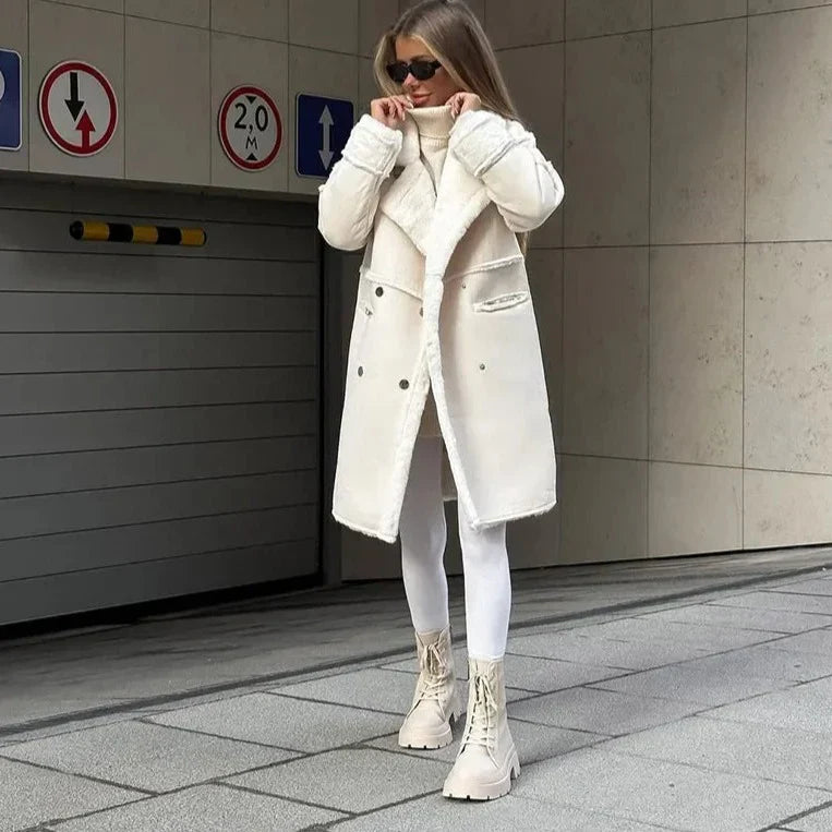 Women's Chic Oversized Lapel Button-Up Winter Coat