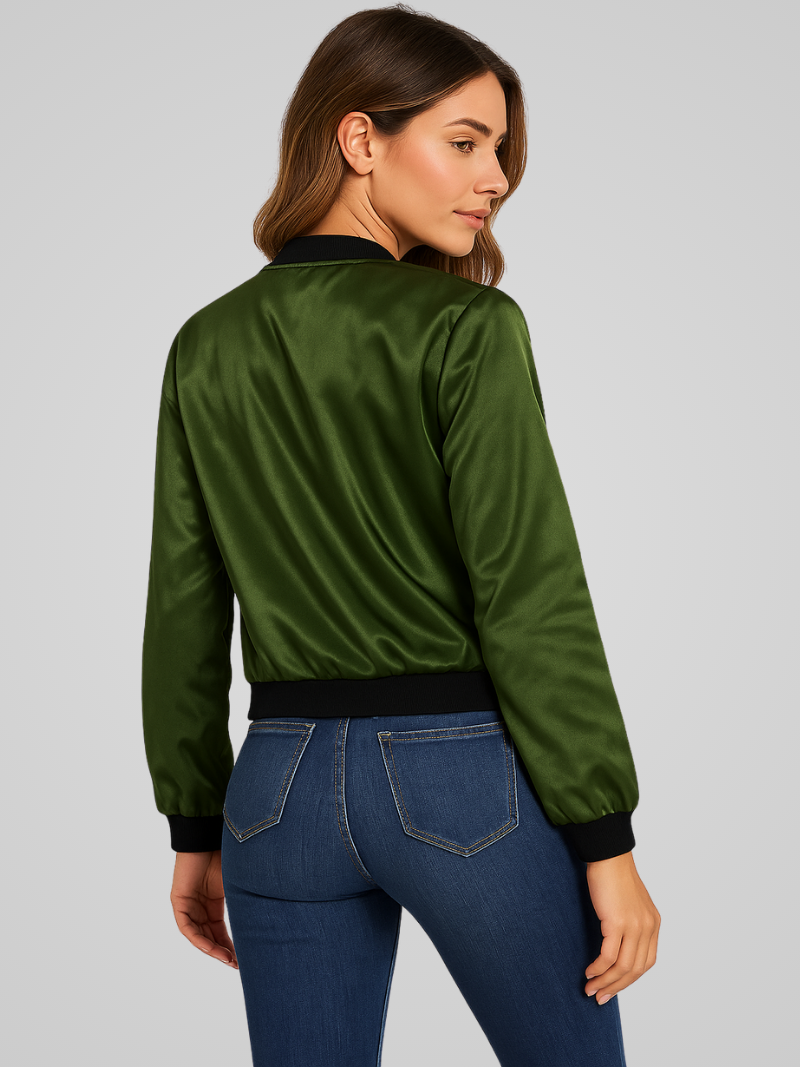 Mila - Chic Sheen Bomber Jacket