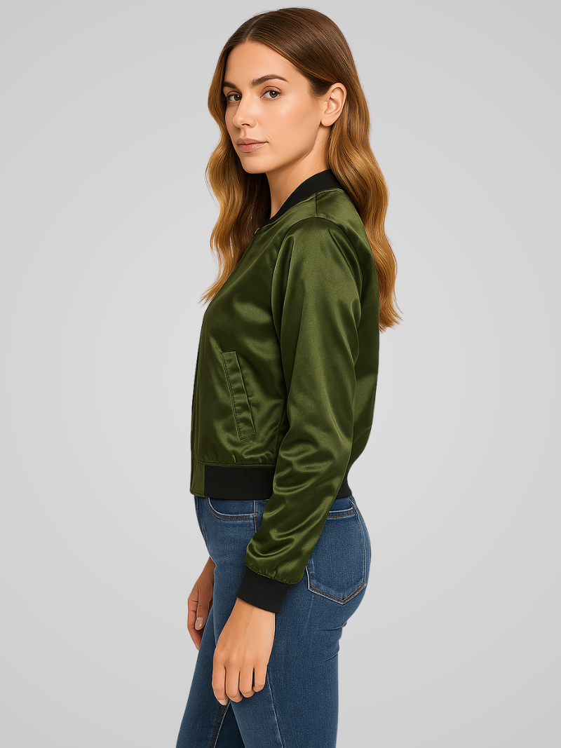 Mila - Chic Sheen Bomber Jacket