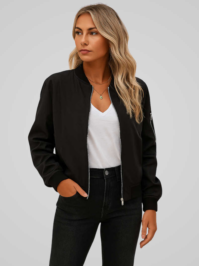 Mila - Chic Sheen Bomber Jacket