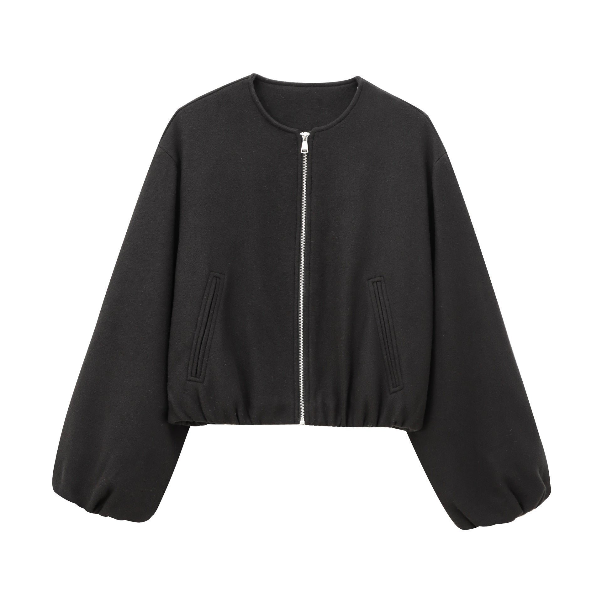 Womens Cropped Bomber Jacket – Soft Fabric – Zip Closure – Casual Relaxed Fit