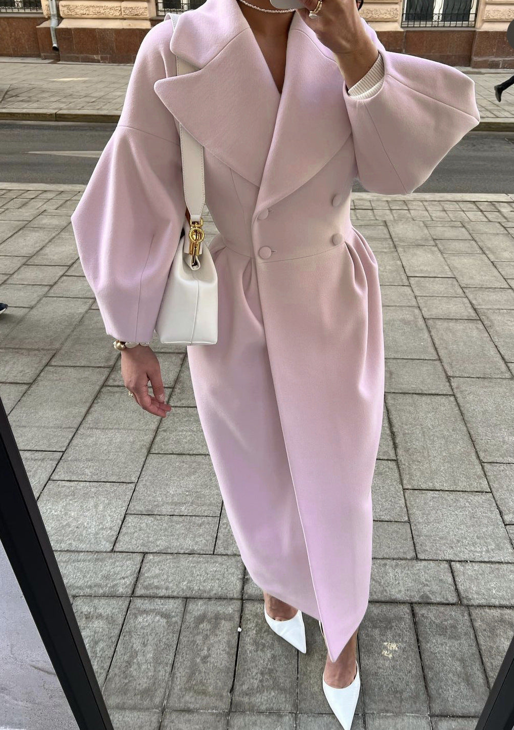 Women's Stylish Double-Breasted Maxi Winter Coat with Lapel Collar