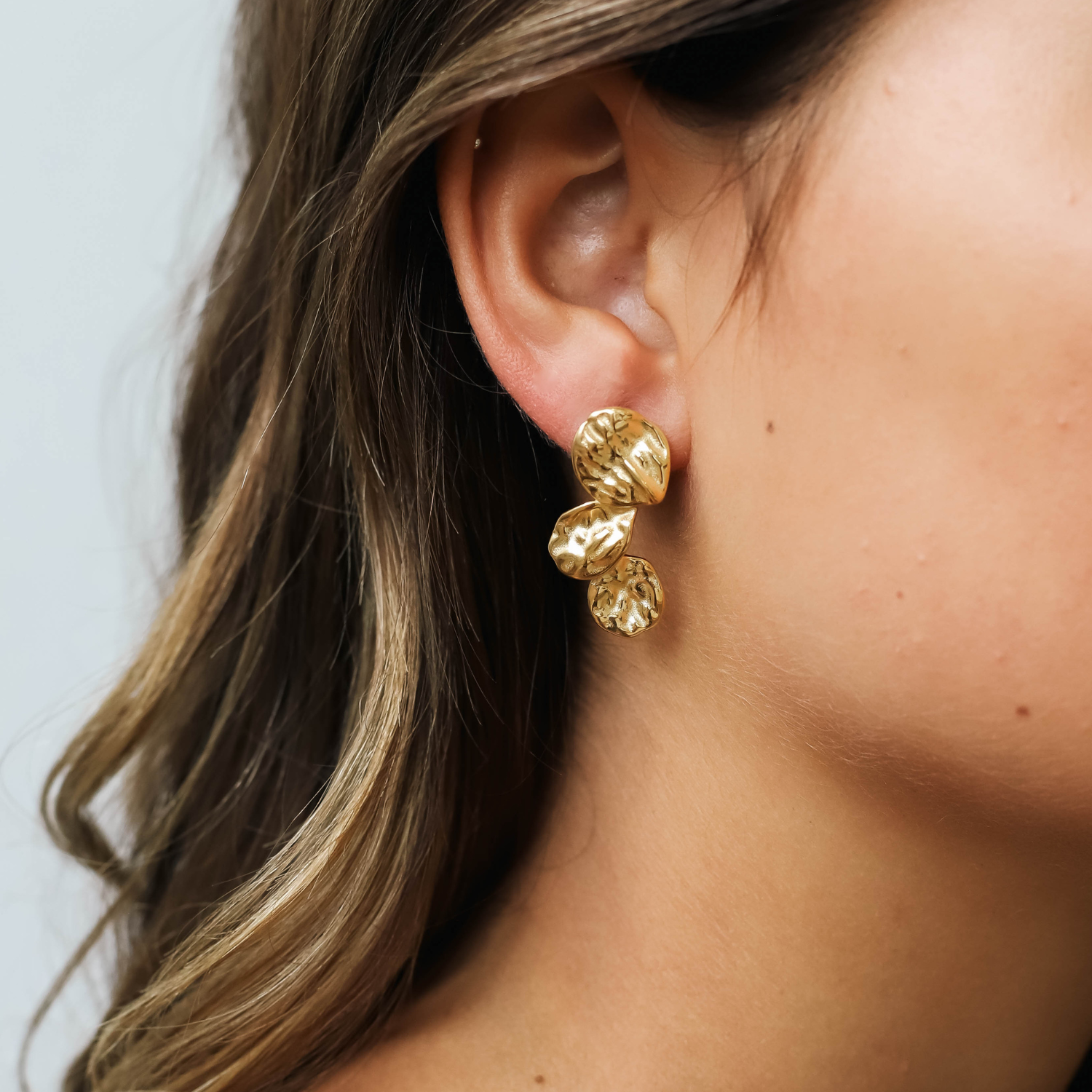 Lauren - Textured Gold Earrings