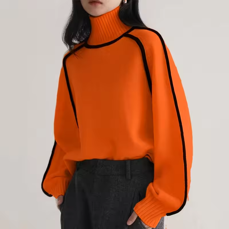 Cozy Striped Turtleneck Sweater for Women