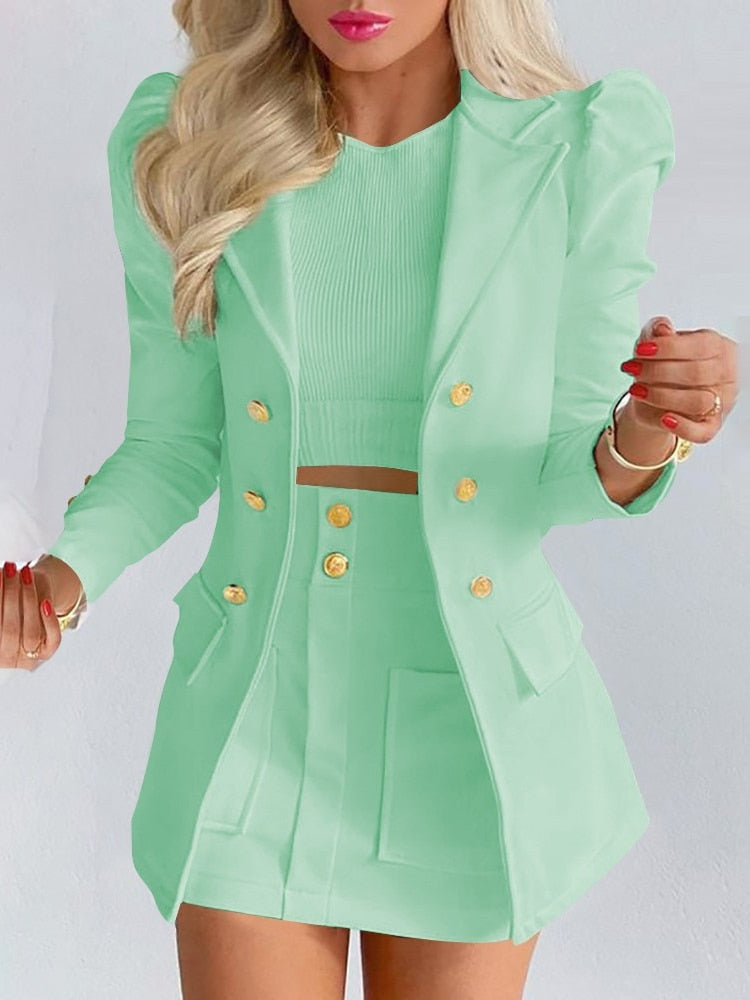 Naomi - Chic 2-Piece Blazer and Skirt Ensemble