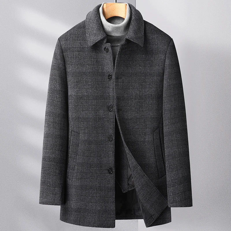 Men's Regular Fit Grey Winter Trench Coat