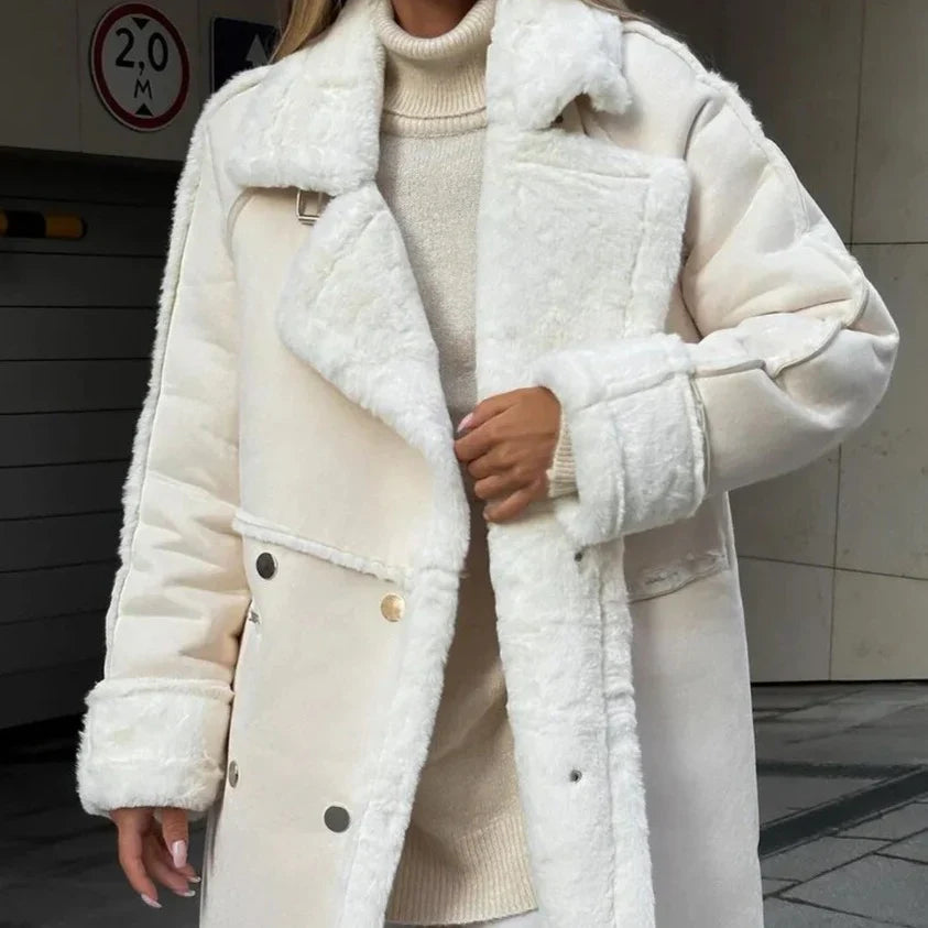 Women's Chic Oversized Lapel Button-Up Winter Coat