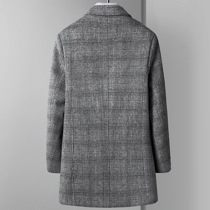 Men's Regular Fit Grey Winter Trench Coat