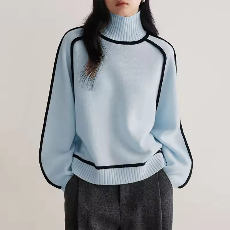 Cozy Striped Turtleneck Sweater for Women