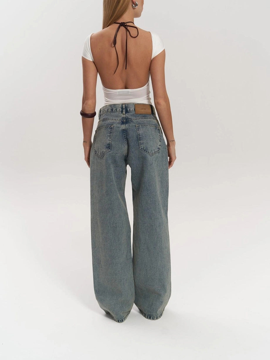 High-Waisted Transparent Women's Straight-Leg Jeans