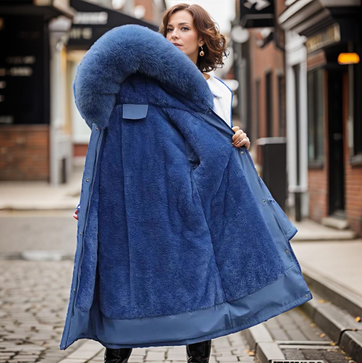 Women's Winter Puffer Jacket with Cozy Thick Collar and Adjustable Drawstring Waist