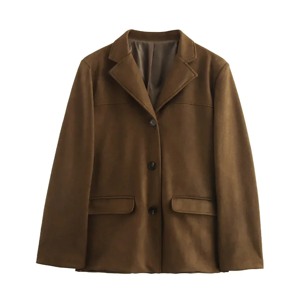 Women's Vintage Brown Suede Leather Jacket – Ideal for Fall and Winter