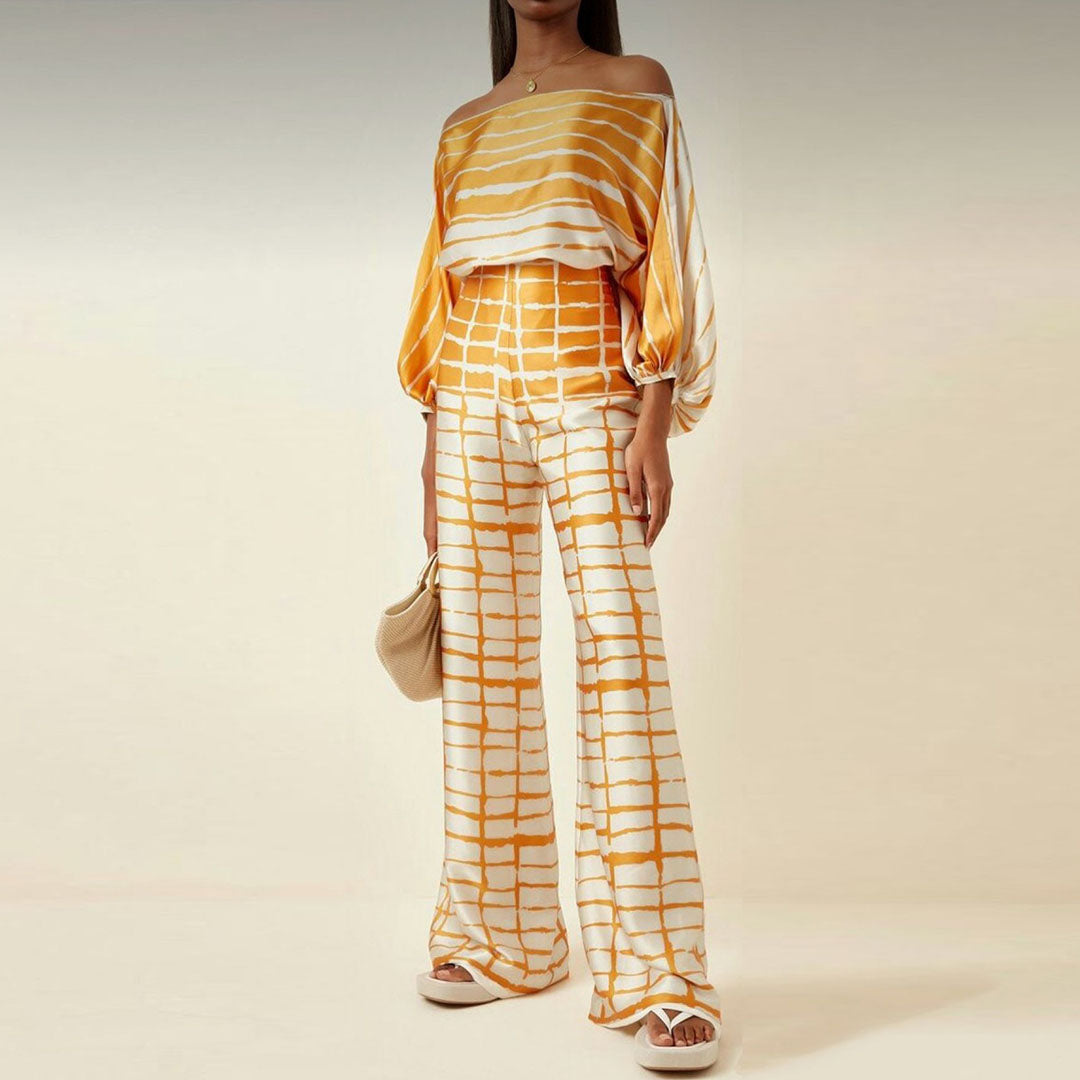 Ise - Stylish Satin Set with Unique Print