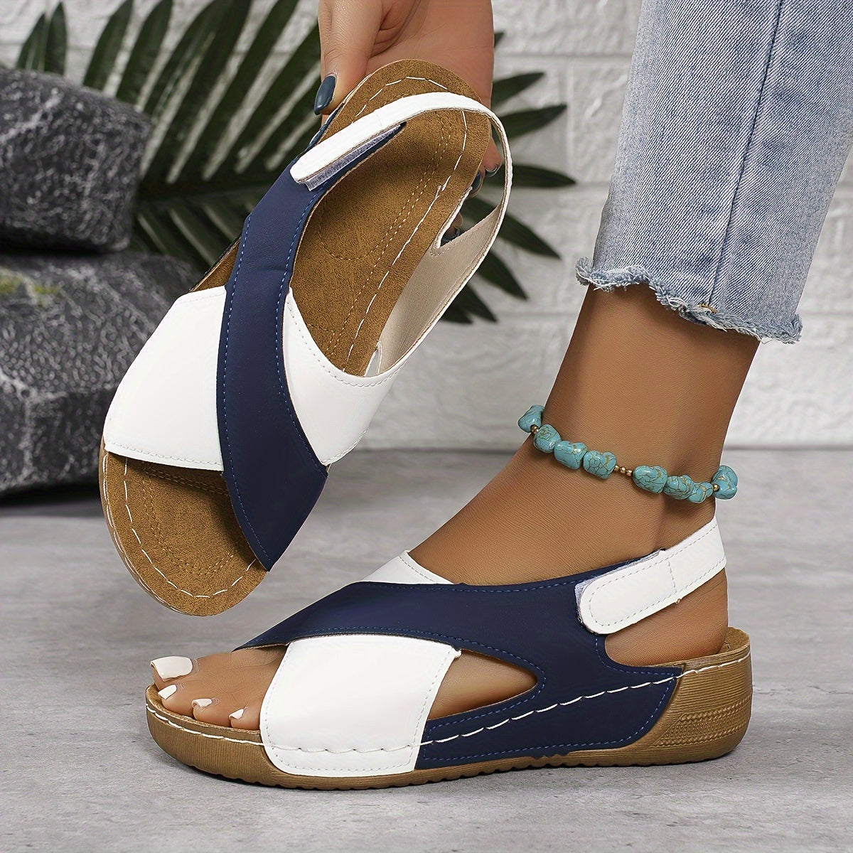 Suze - Cozy Velcro Wedge Sandals